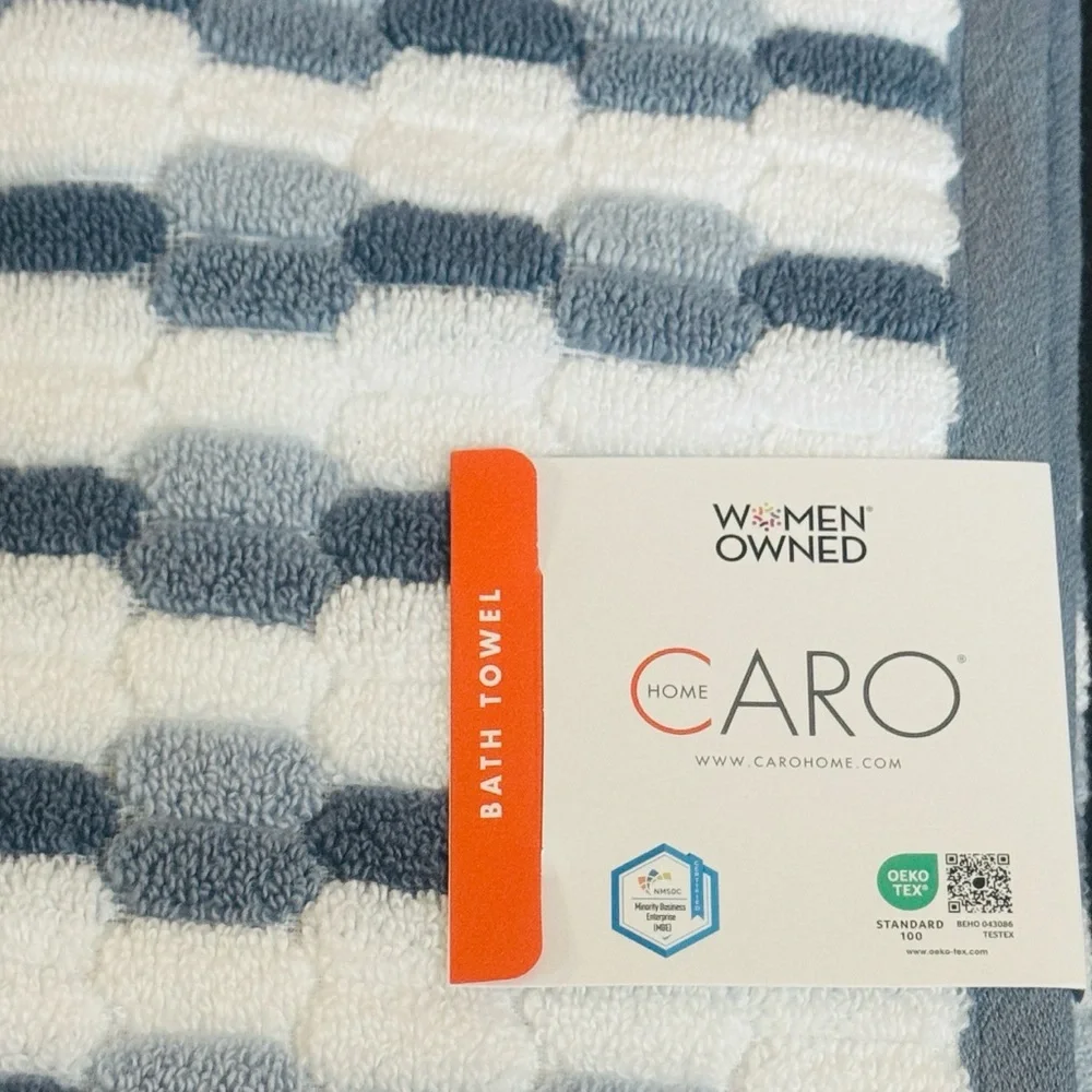 4pc CARO HOME 100% Cotton Mosaic Bath Towel Set - Denim